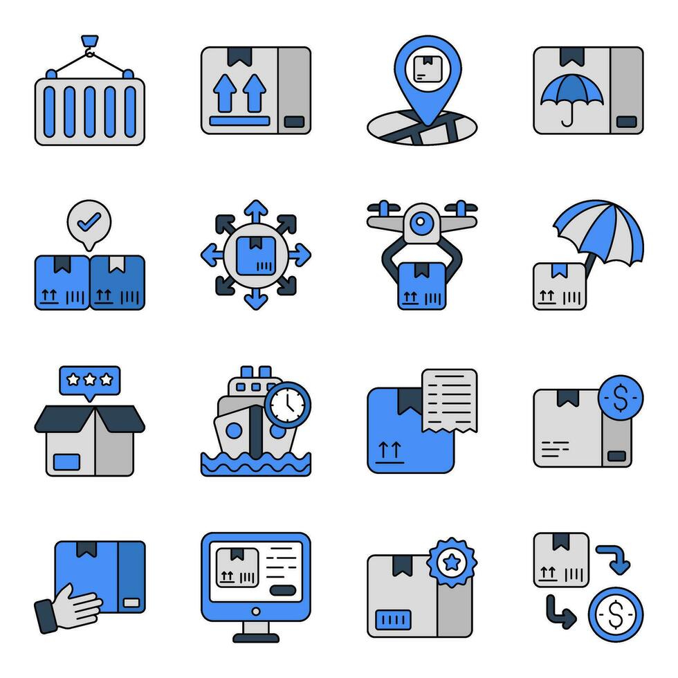 Pack of Shipment Flat Icons vector
