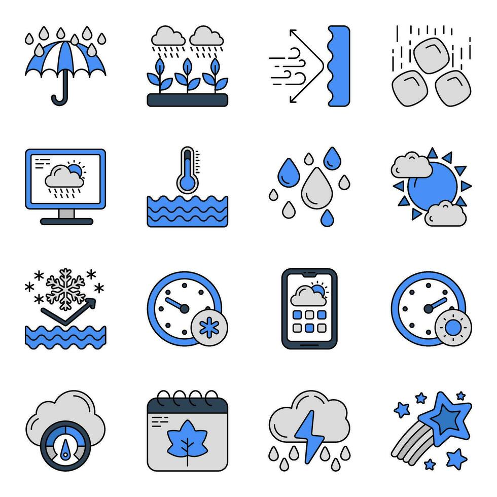 Set of Climate Forecast Flat Icons vector