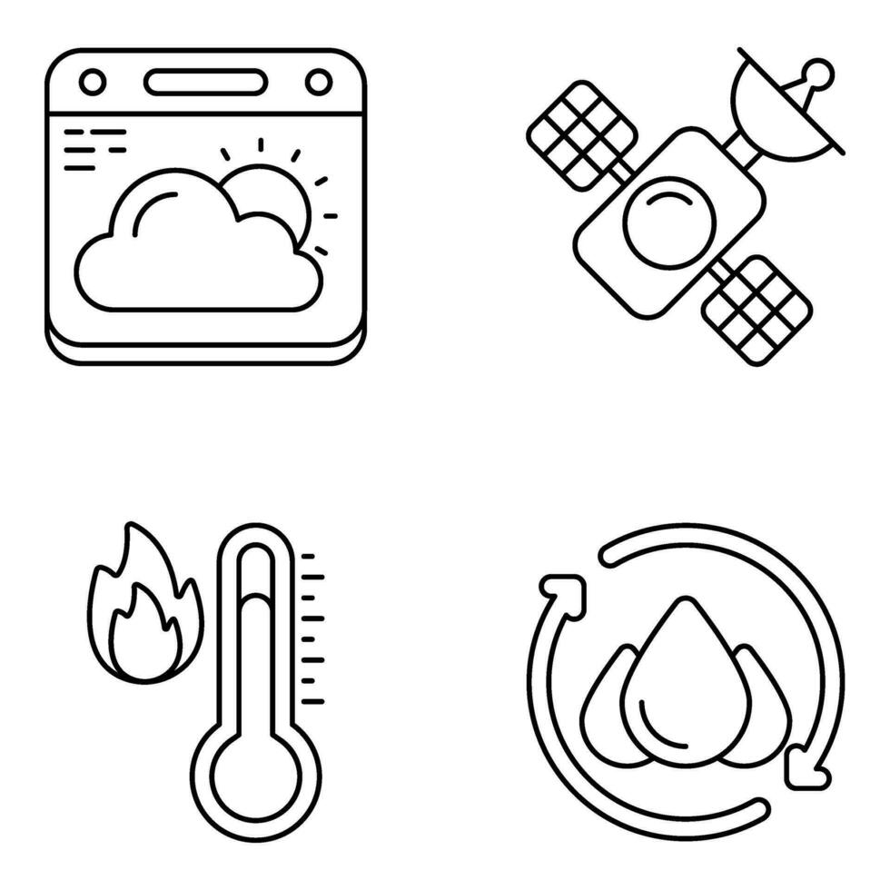 conjunto de clima y tecnología lineal íconos vector