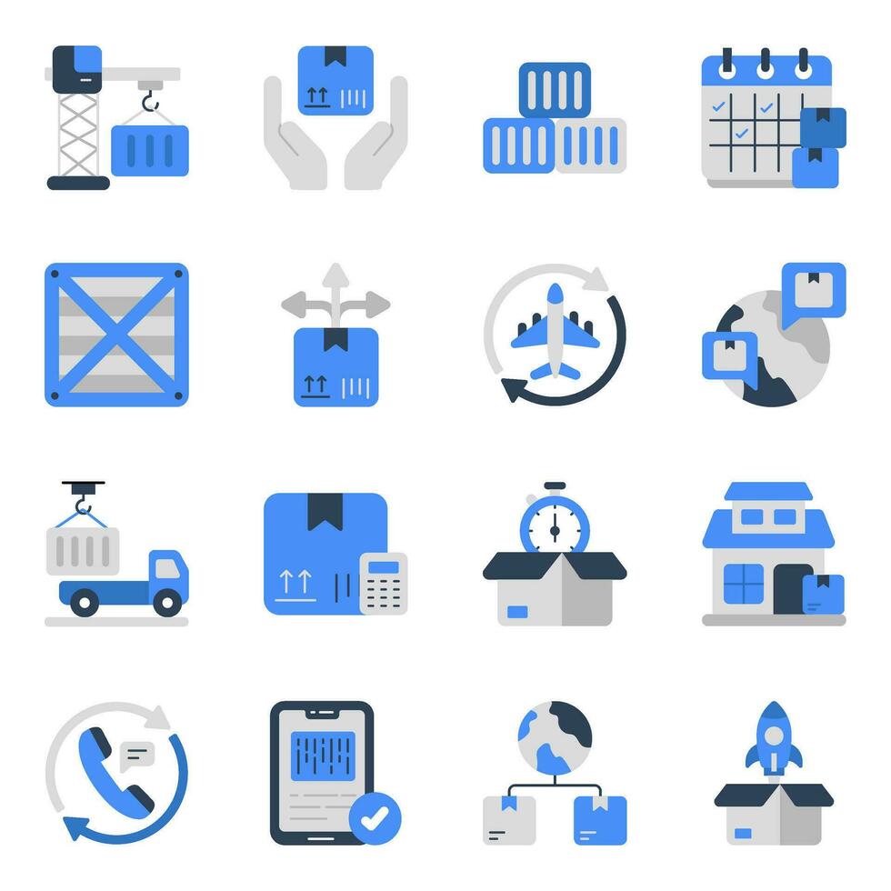 Pack of Logistic Delivery Flat Icons vector