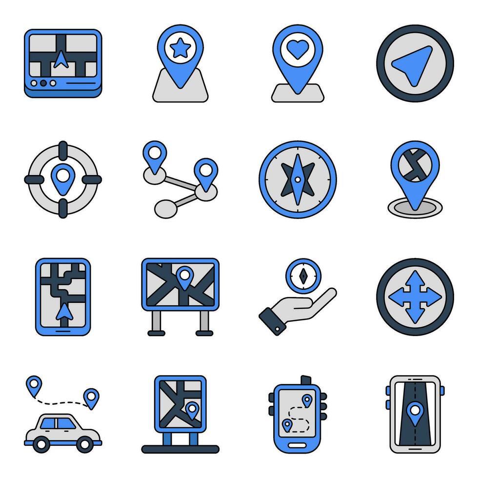 Pack of Navigation Flat Icons vector