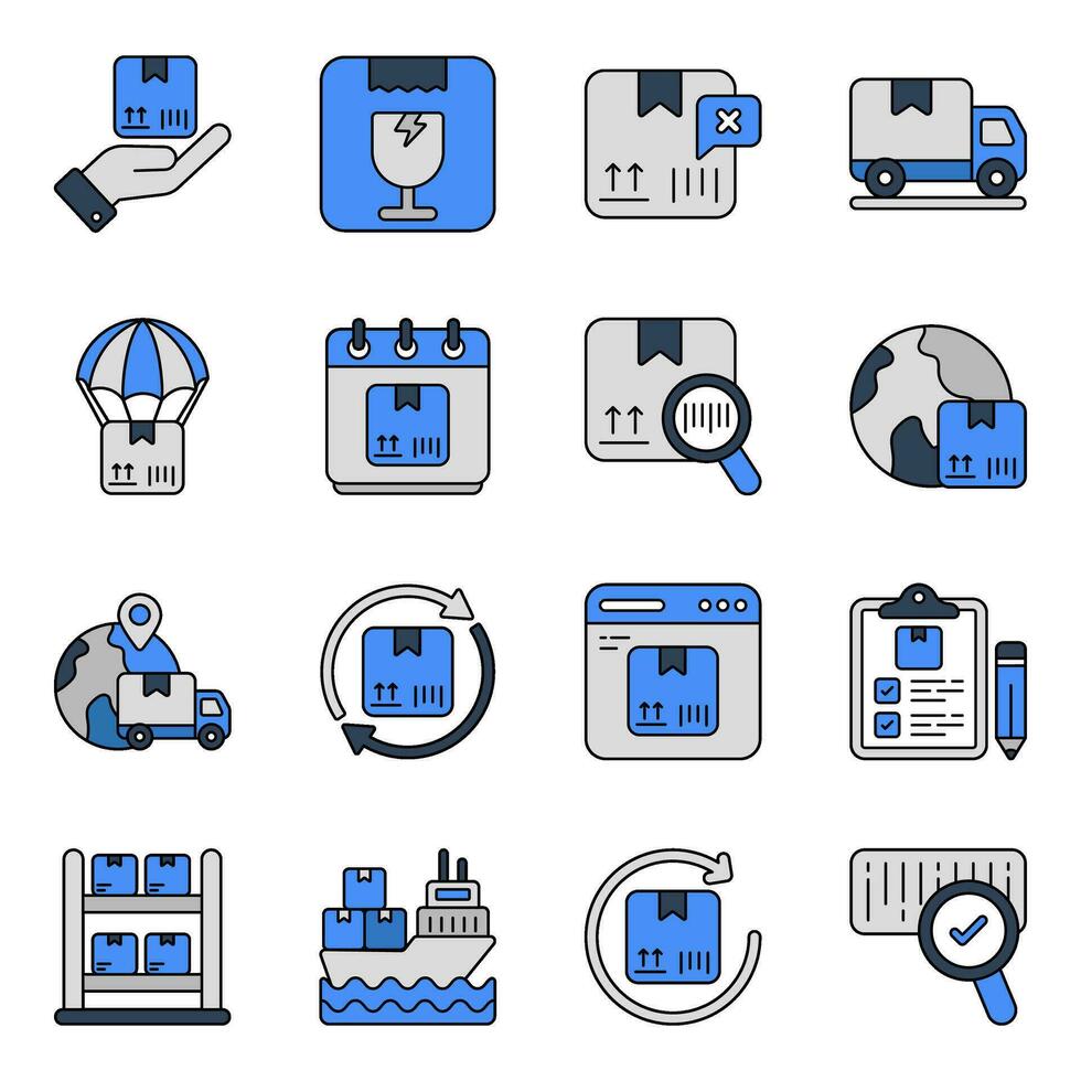 Pack of Cargo Flat Icons vector