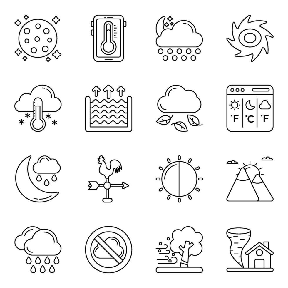 Set of Meteorology Linear Icons vector