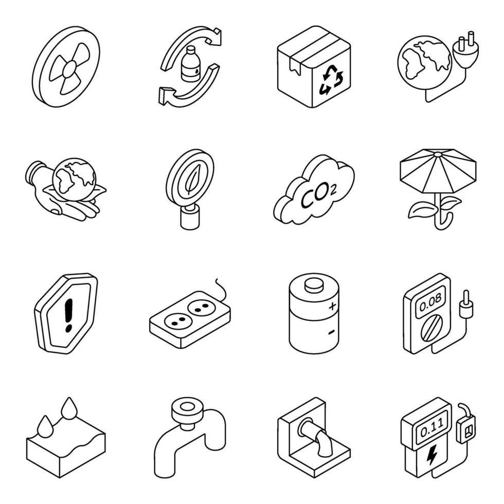 Pack of Nature and Renewable Linear Icons vector