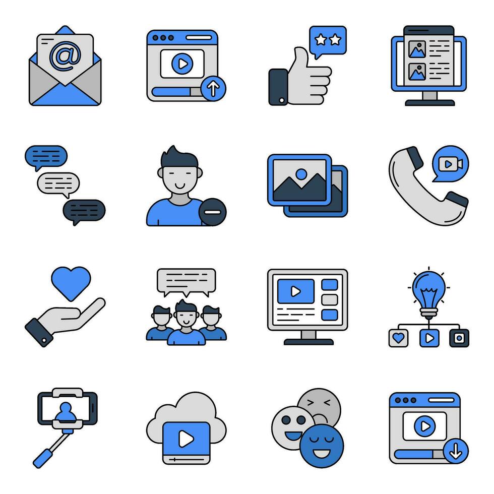 Set of Social Network Flat Icons vector