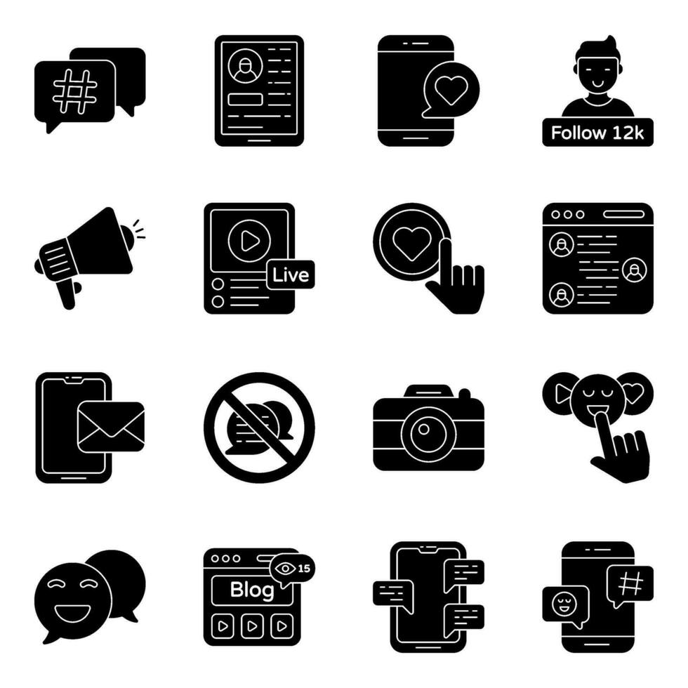 Set of Social Media Solid Icons vector