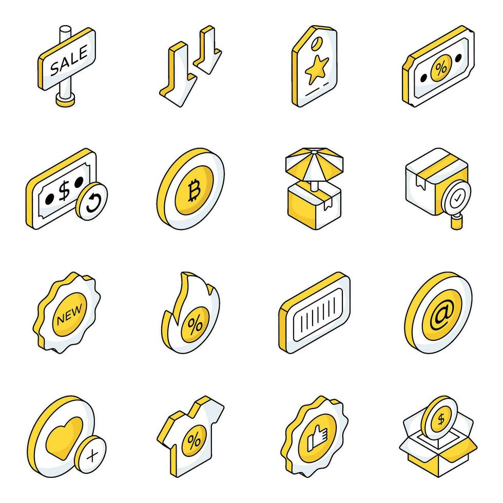 Pack of Shopping and Purchase Flat Icons vector