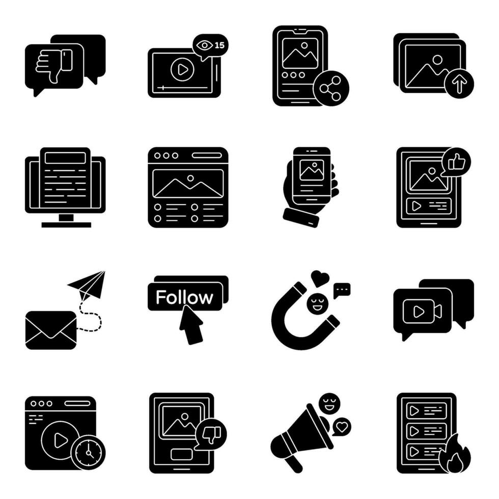 Set of Social Community Solid Icons vector