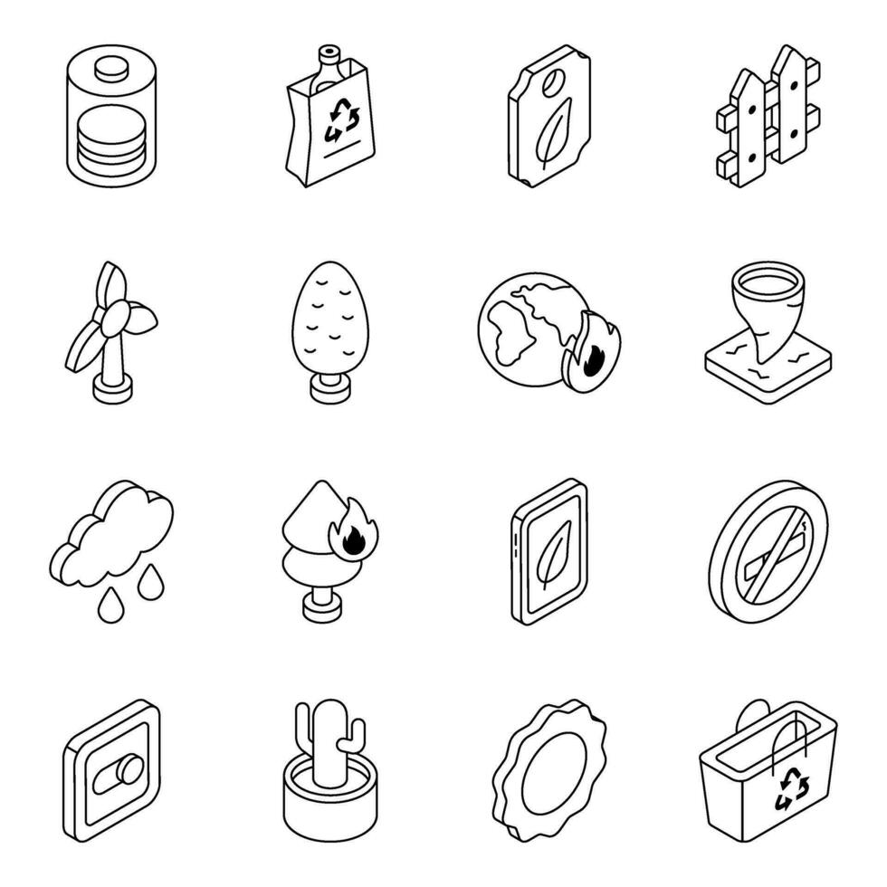 Pack of Eco Linear Icons vector