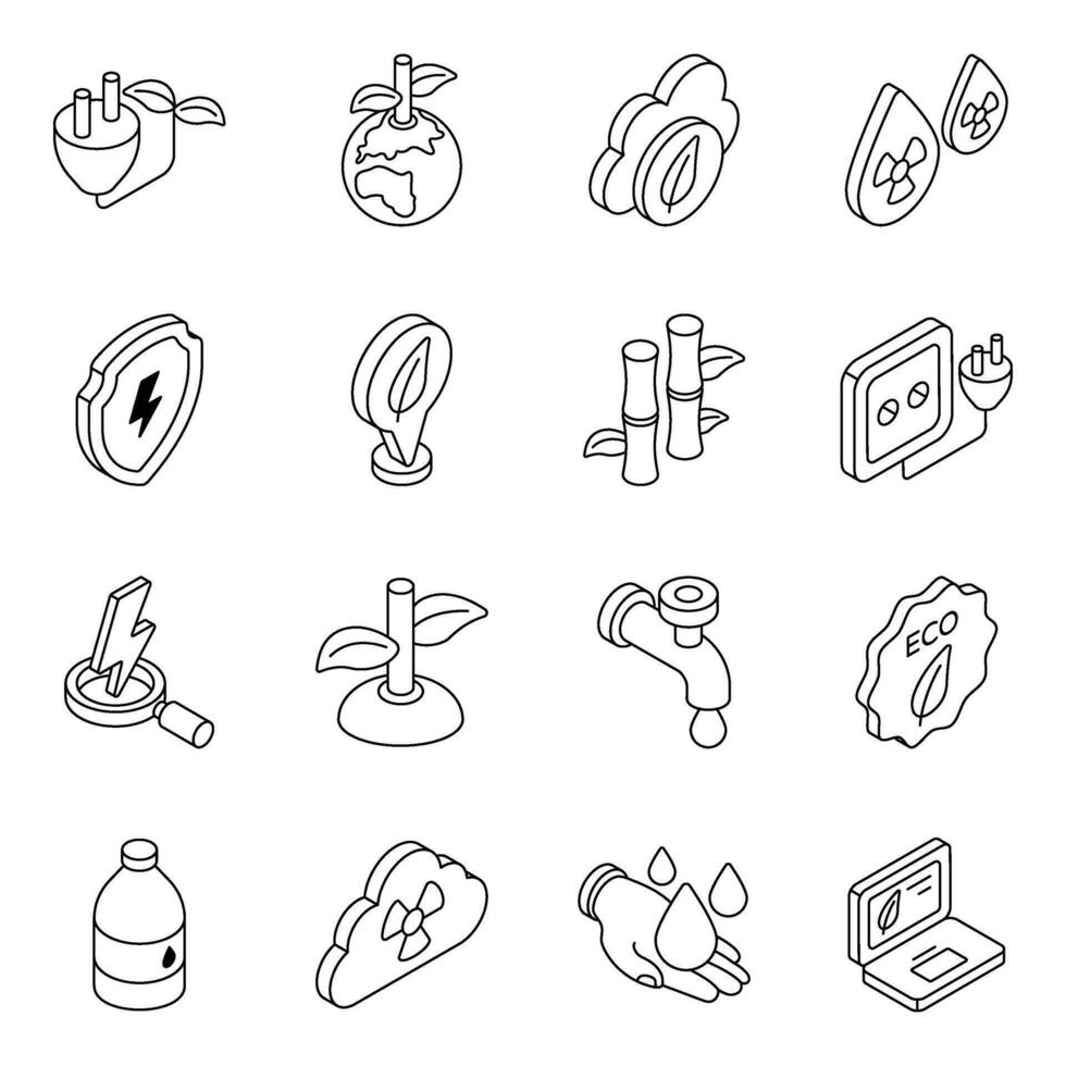 Pack of Nature and Ecology Linear Icons vector