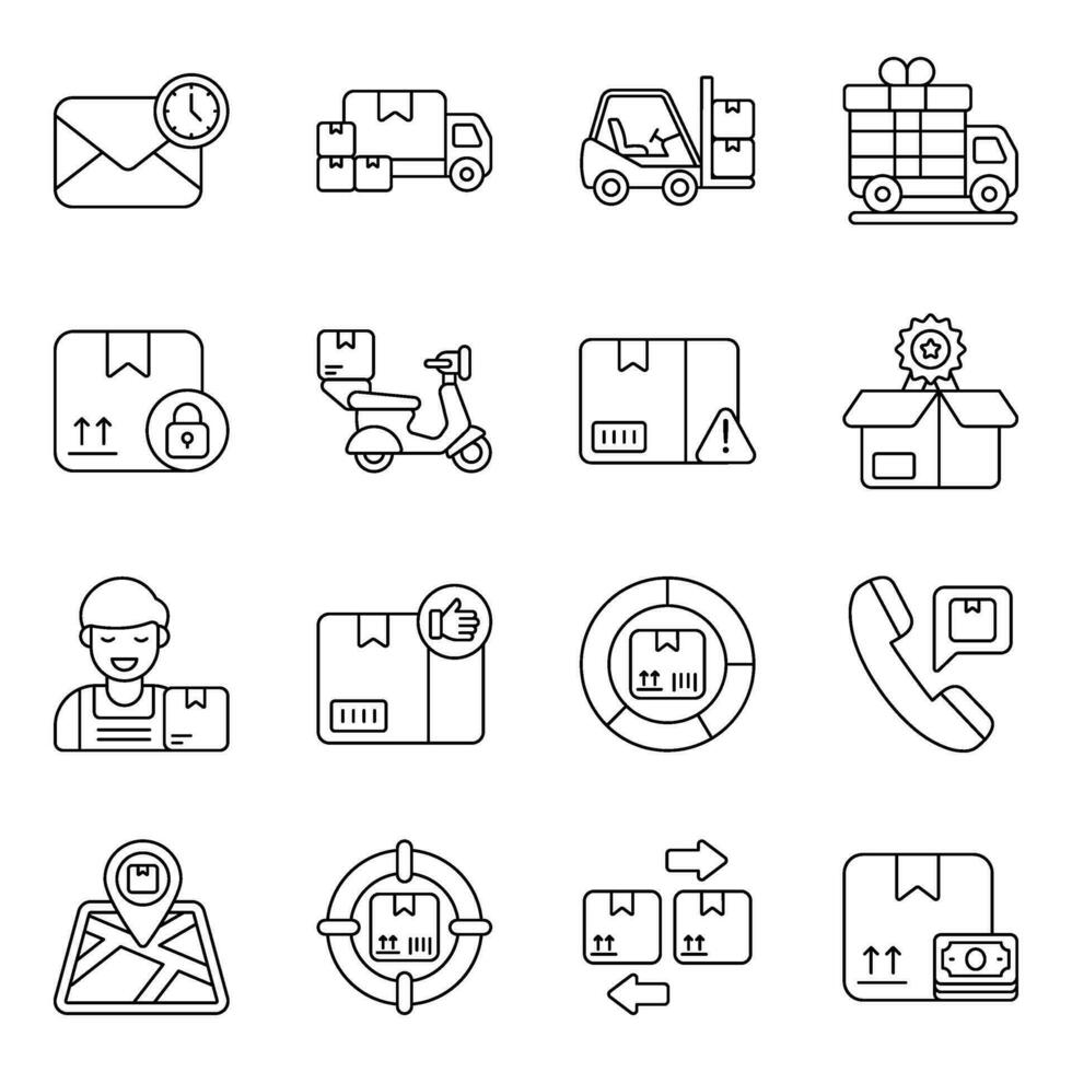 Pack of Logistic and Shipment Linear Icons vector