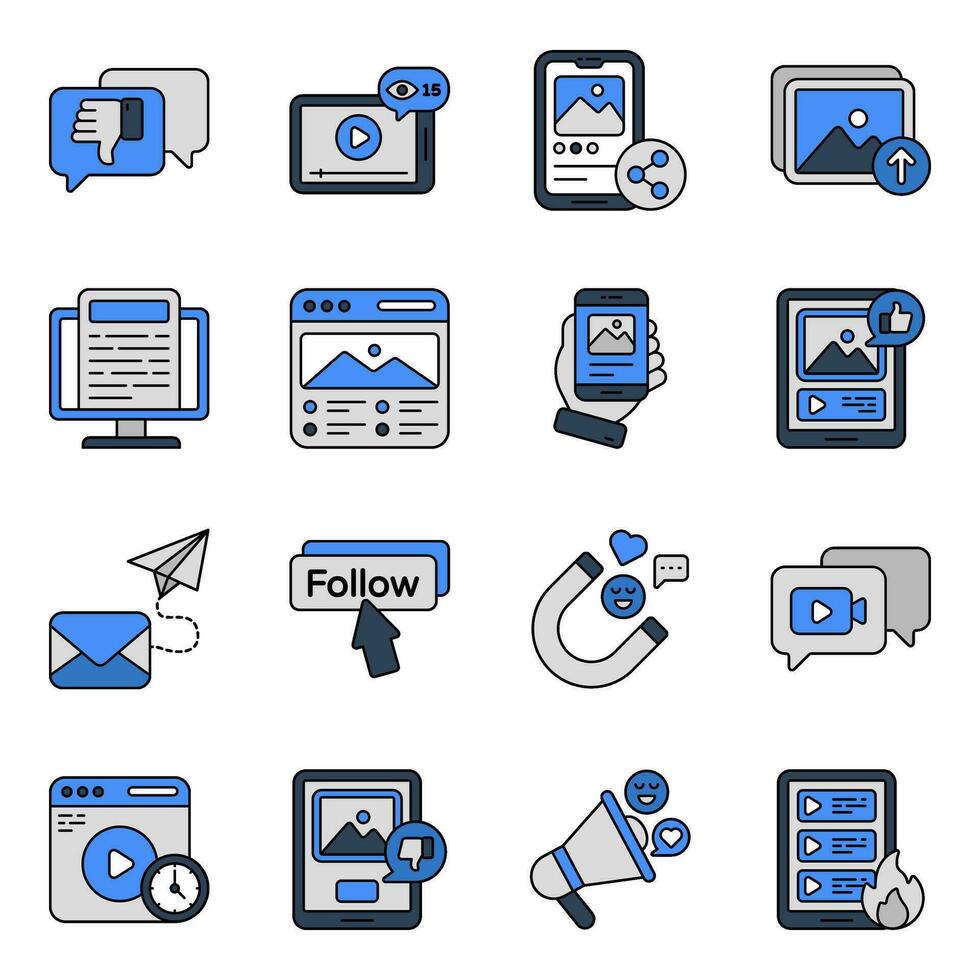 Set of Social Community Flat Icons vector
