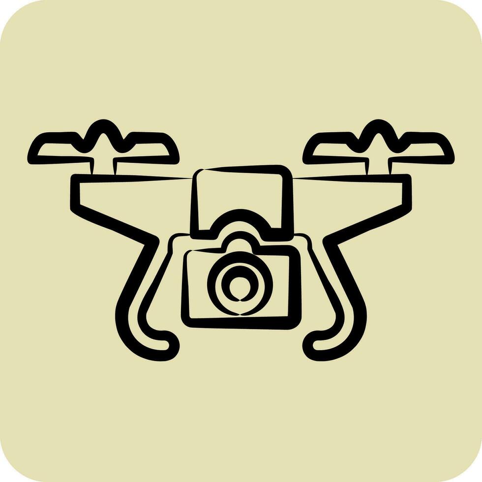 Icon Drone with Camera. related to Drone symbol. hand drawn style. simple design editable. simple illustration vector