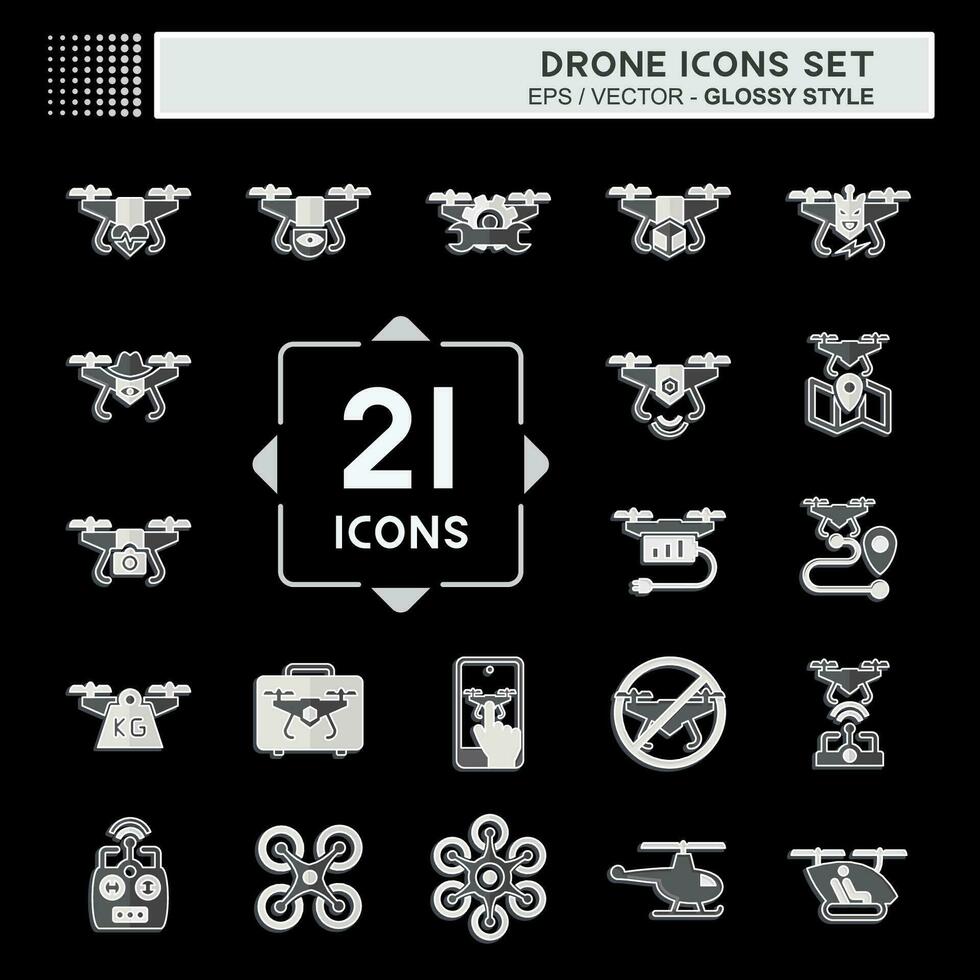 Icon Set Drone. related to Technology symbol. glossy style. simple design editable. simple illustration vector