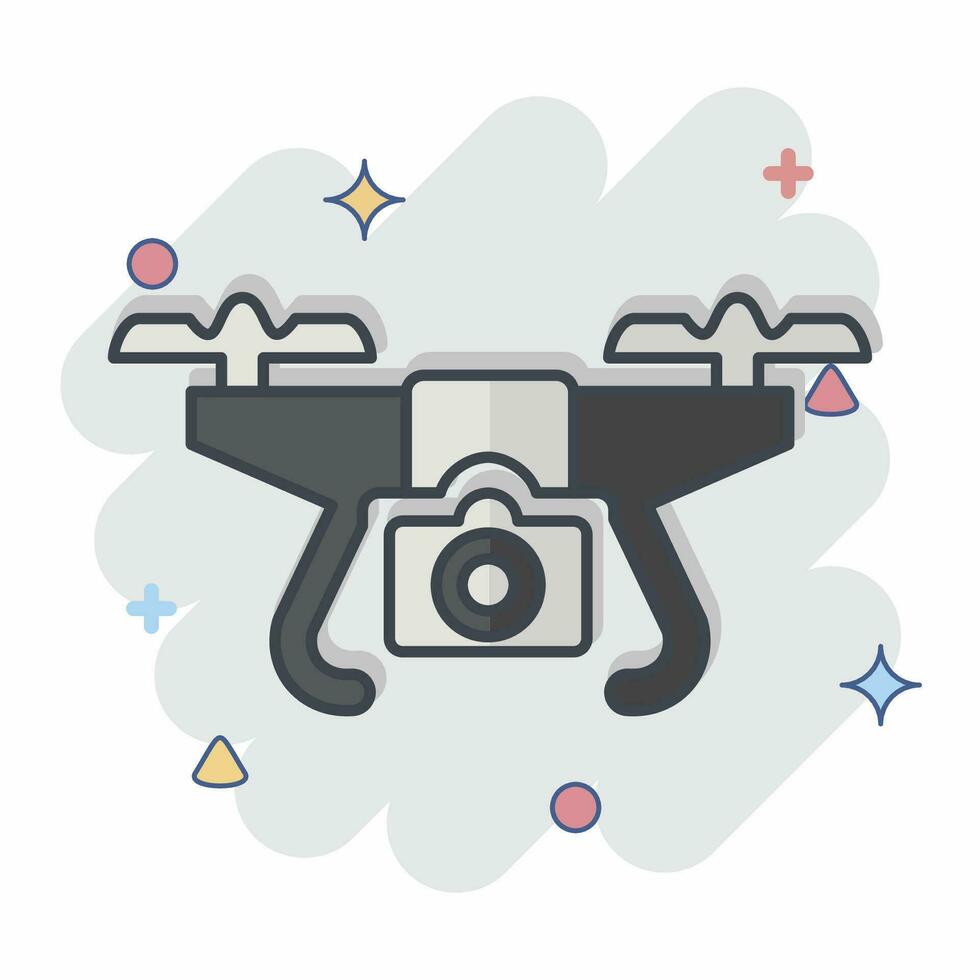 Icon Drone with Camera. related to Drone symbol. comic style. simple design editable. simple illustration vector