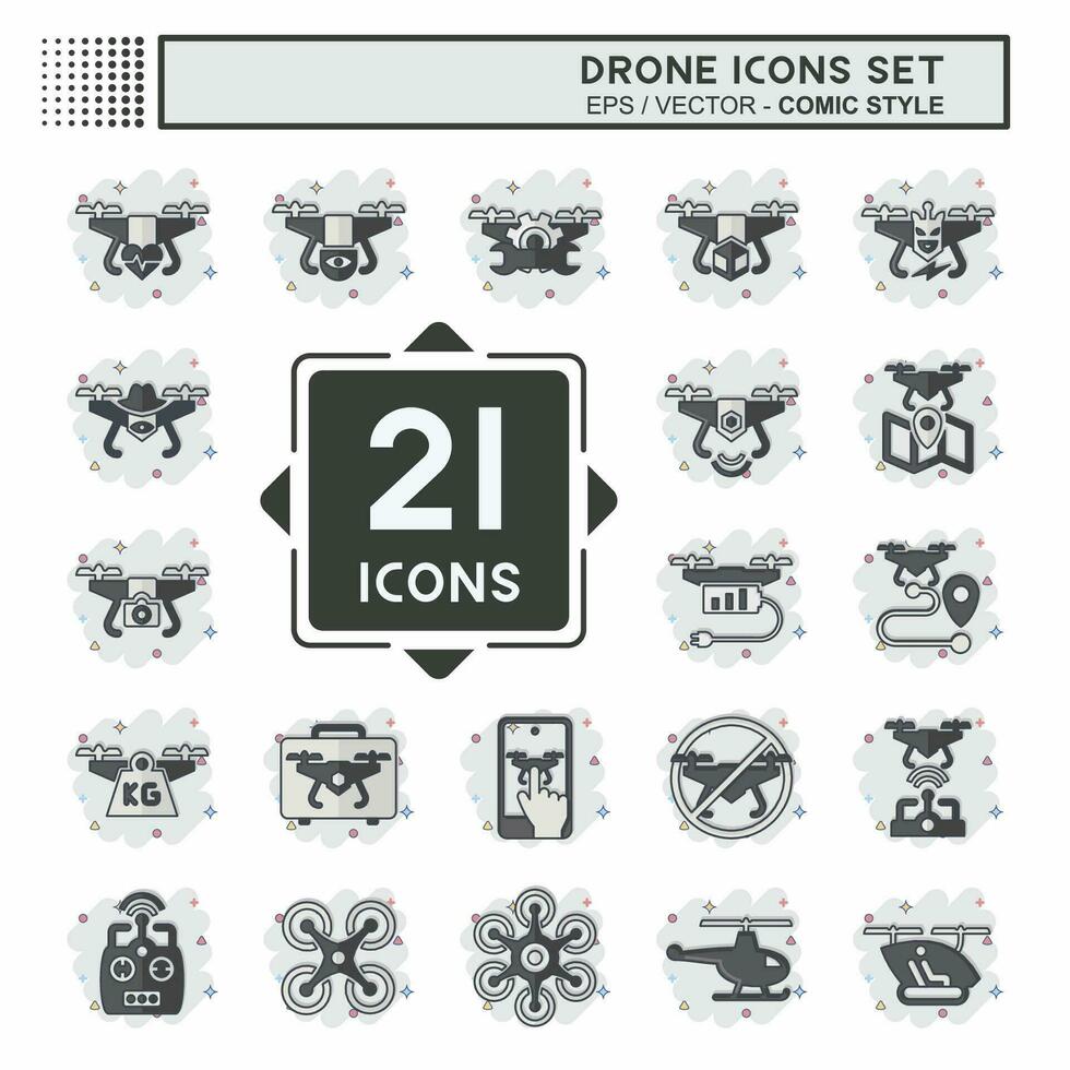 Icon Set Drone. related to Technology symbol. comic style. simple design editable. simple illustration vector