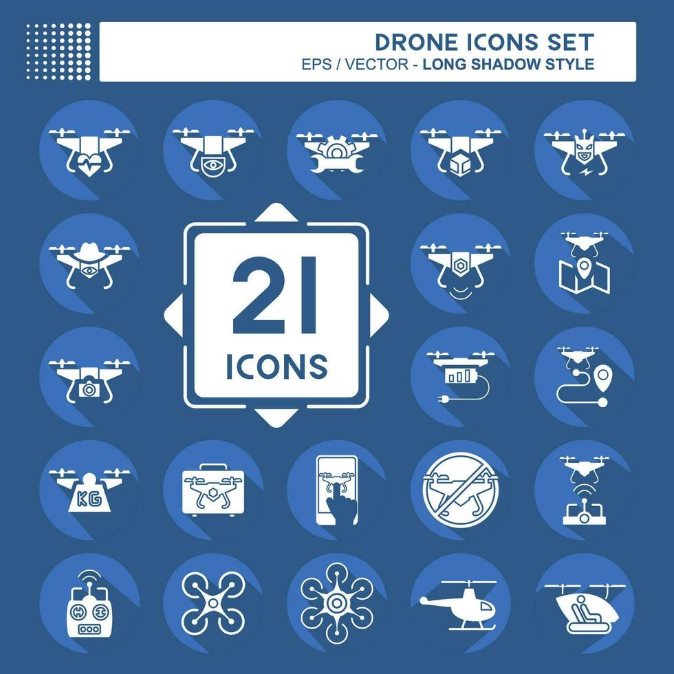 Icon Set Drone. related to Technology symbol. long shadow style. simple design editable. simple illustration vector