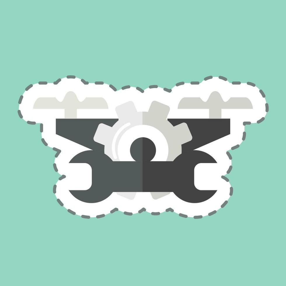Sticker line cut Maintenance and Repair. related to Drone symbol. simple design editable. simple illustration vector