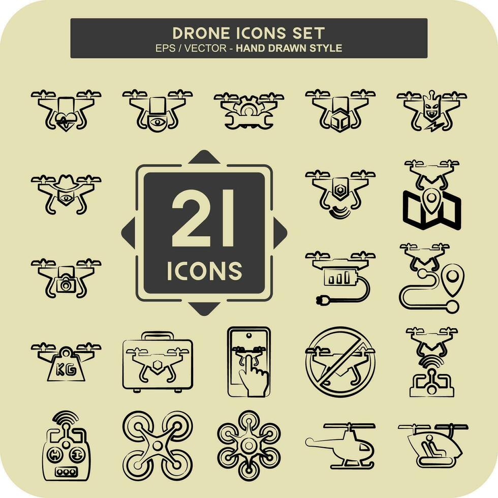 Icon Set Drone. related to Technology symbol. hand drawn style. simple design editable. simple illustration vector