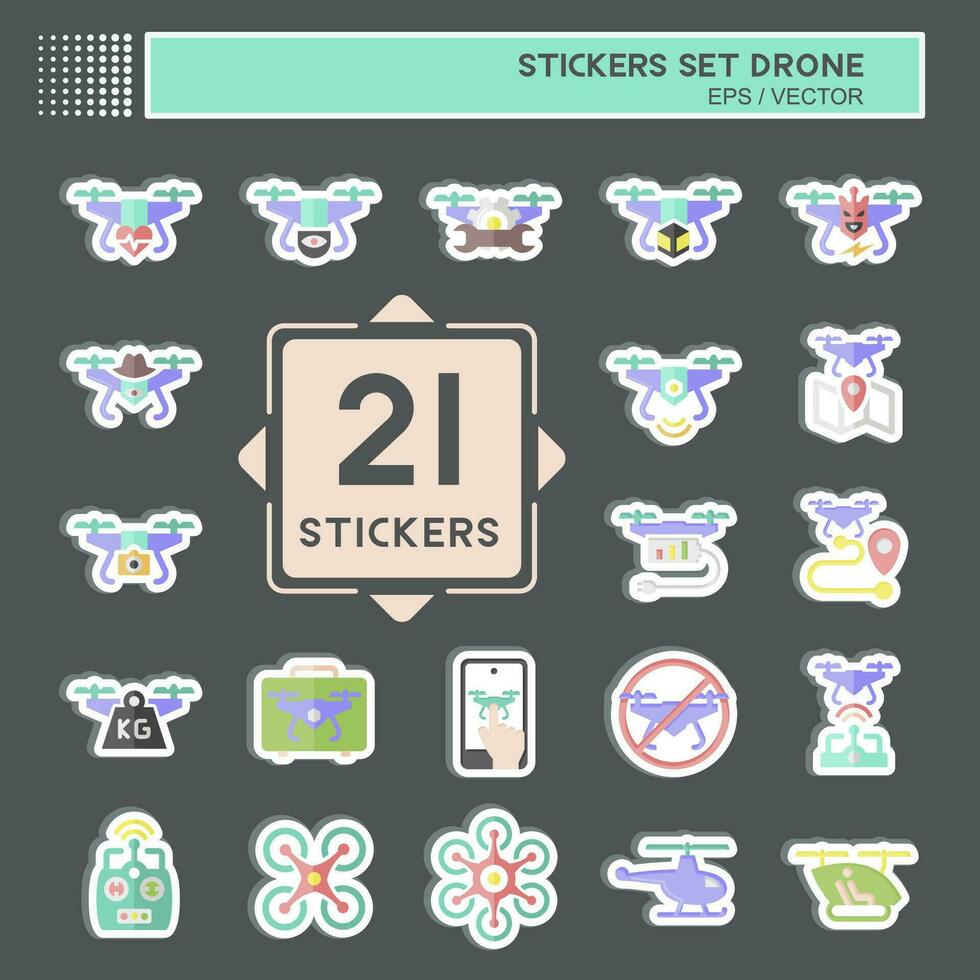 Sticker Set Drone. related to Technology symbol. simple design editable. simple illustration vector