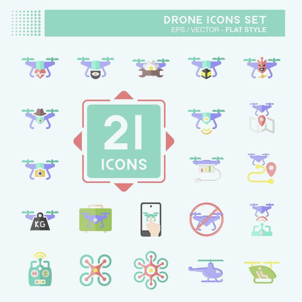Icon Set Drone. related to Technology symbol. flat style. simple design editable. simple illustration vector