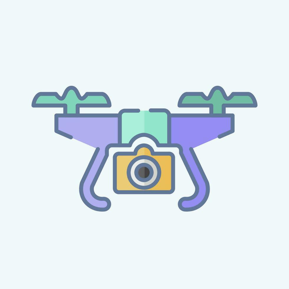 Icon Drone with Camera. related to Drone symbol. doodle style. simple design editable. simple illustration vector