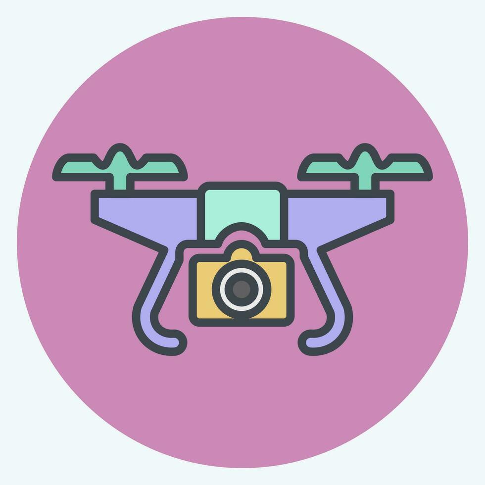 Icon Drone with Camera. related to Drone symbol. color mate style. simple design editable. simple illustration vector