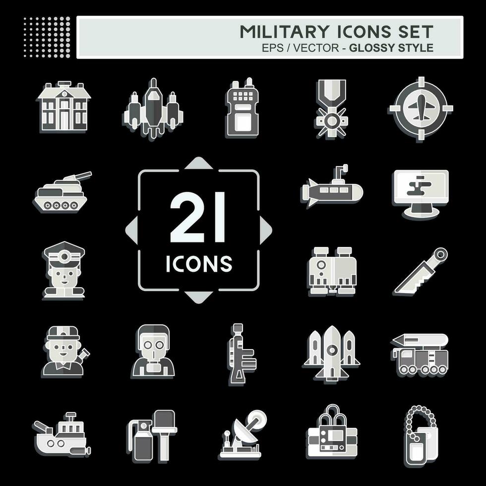 Icon Set Military. related to Army symbol. glossy style. simple design editable. simple illustration vector