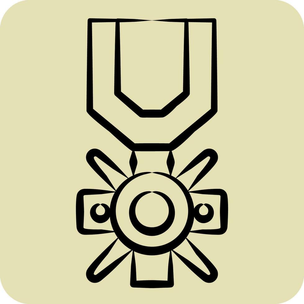 Icon Valor Medal. related to Military symbol. hand drawn style. simple design editable. simple illustration vector