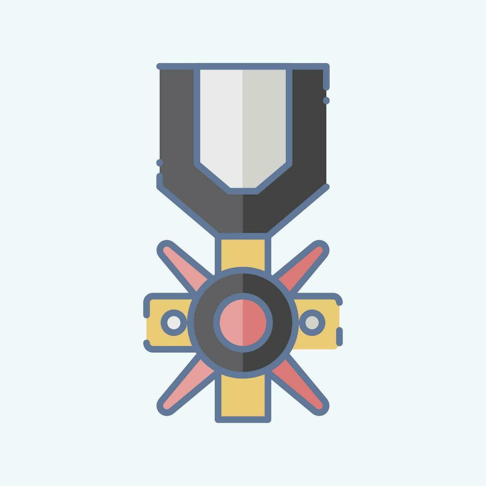 icono valor medalla. relacionado a militar símbolo. garabatear estilo. sencillo diseño editable. sencillo ilustración vector