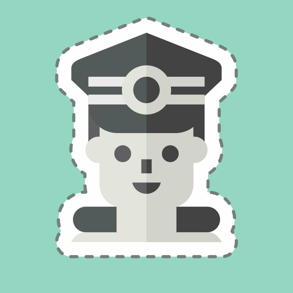 Sticker line cut Commandant. related to Military symbol. simple design editable. simple illustration vector
