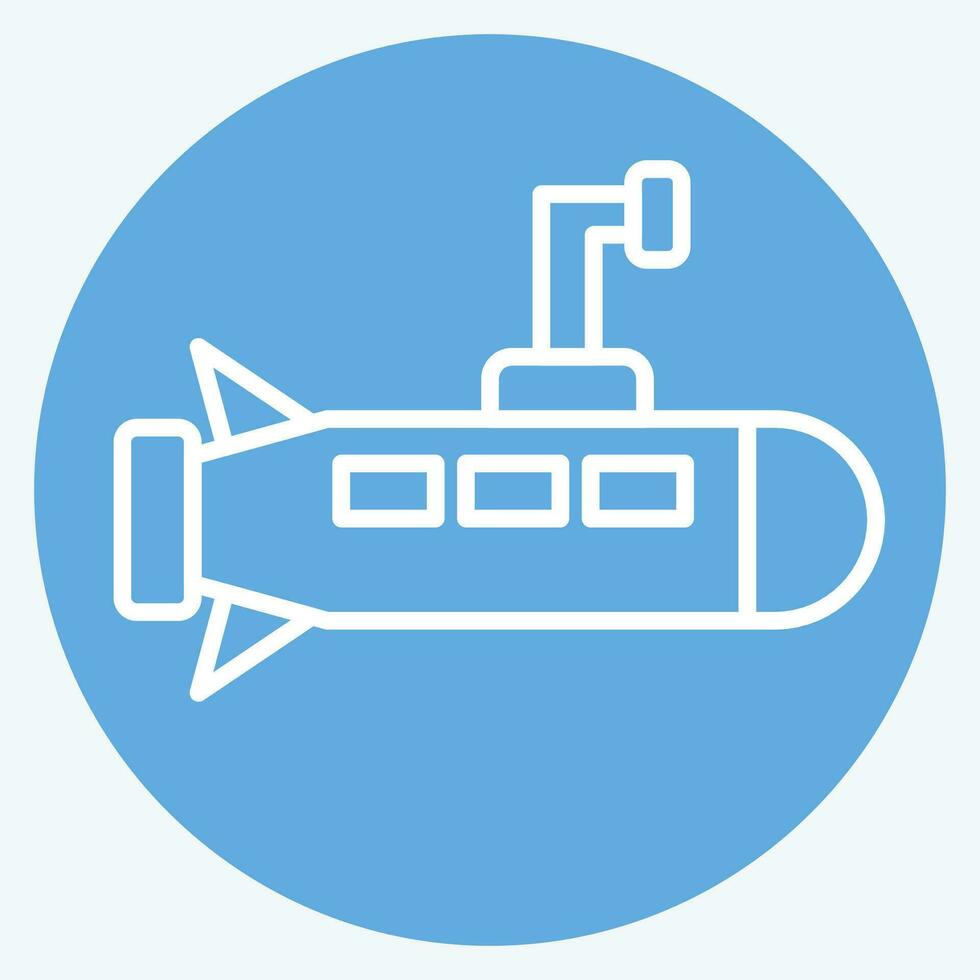 icono submarino. relacionado a militar símbolo. azul ojos estilo. sencillo diseño editable. sencillo ilustración vector