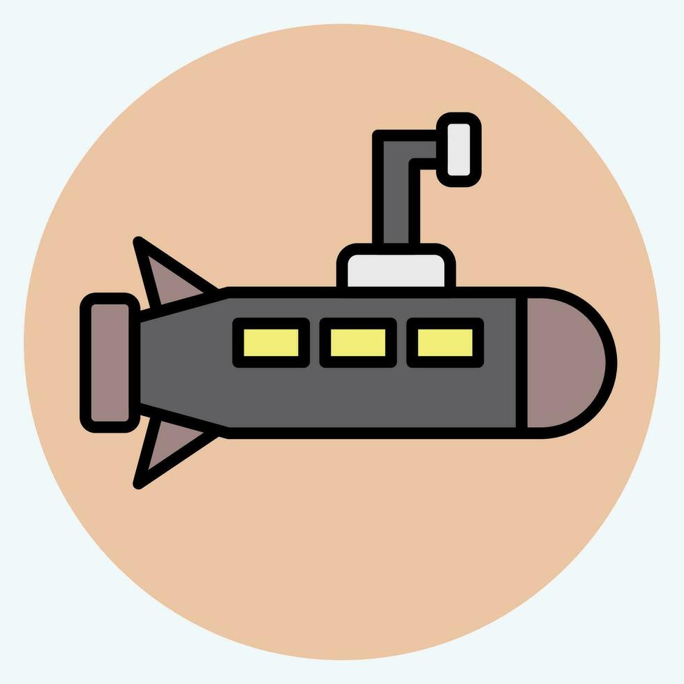 Icon Submarine. related to Military symbol. color mate style. simple design editable. simple illustration vector