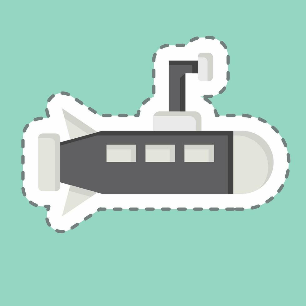pegatina línea cortar submarino. relacionado a militar símbolo. sencillo diseño editable. sencillo ilustración vector