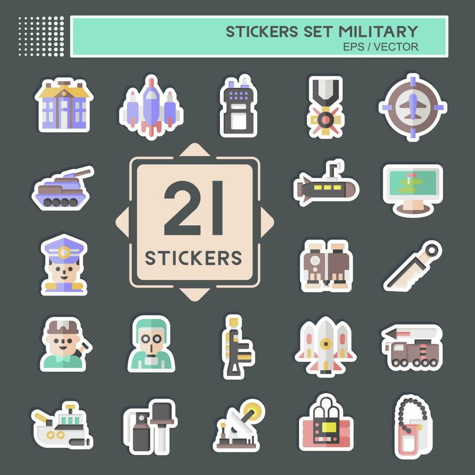 Sticker Set Military. related to Army symbol. simple design editable. simple illustration vector