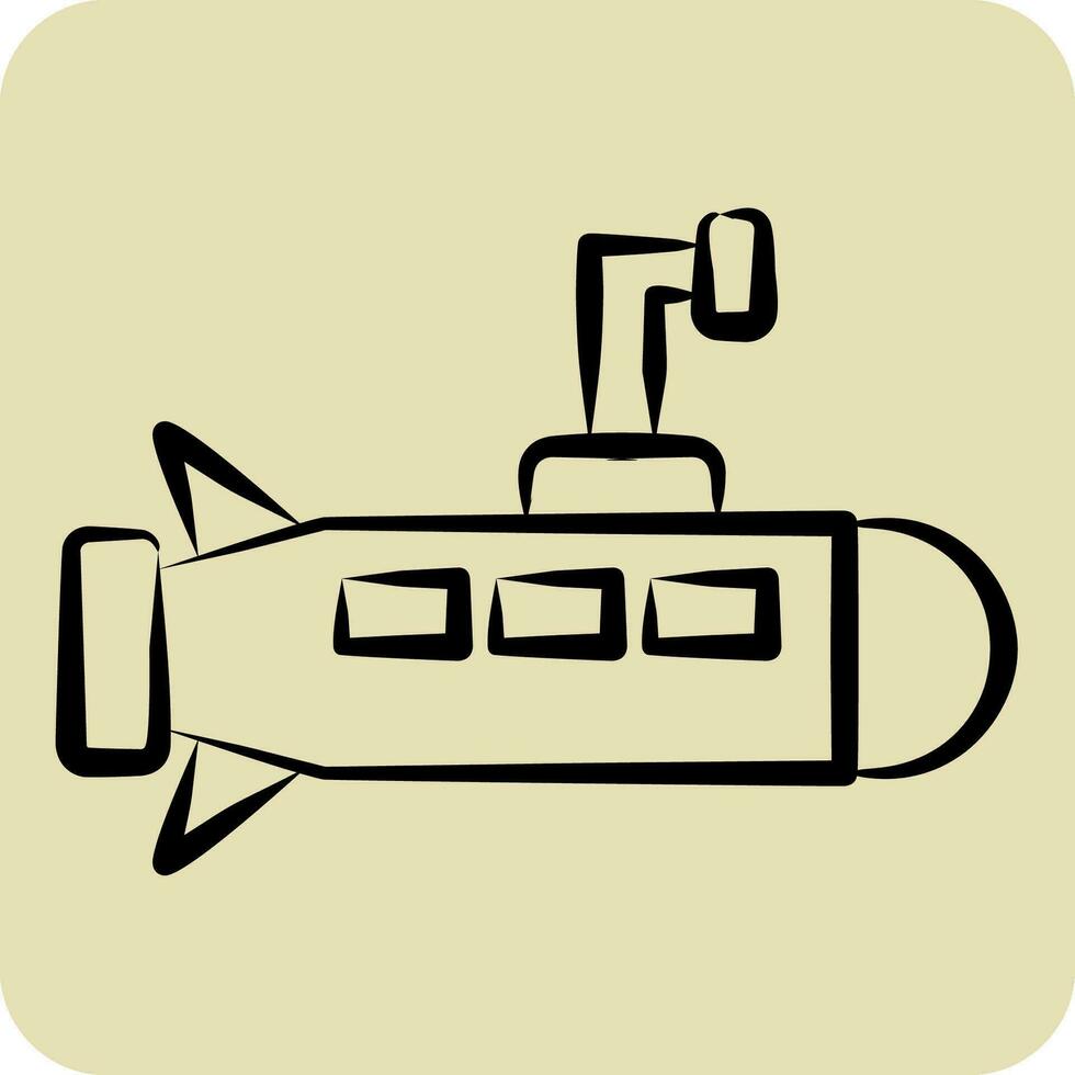 icono submarino. relacionado a militar símbolo. mano dibujado estilo. sencillo diseño editable. sencillo ilustración vector