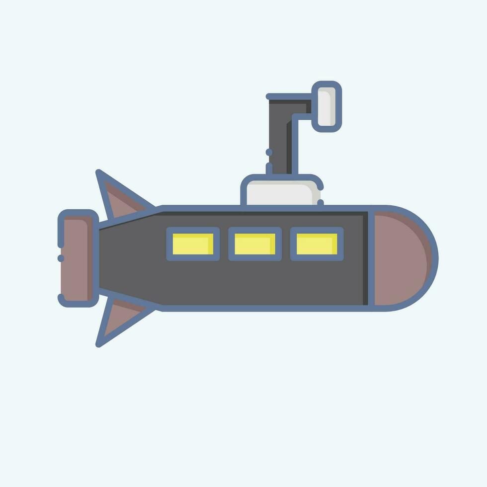 Icon Submarine. related to Military symbol. doodle style. simple design editable. simple illustration vector