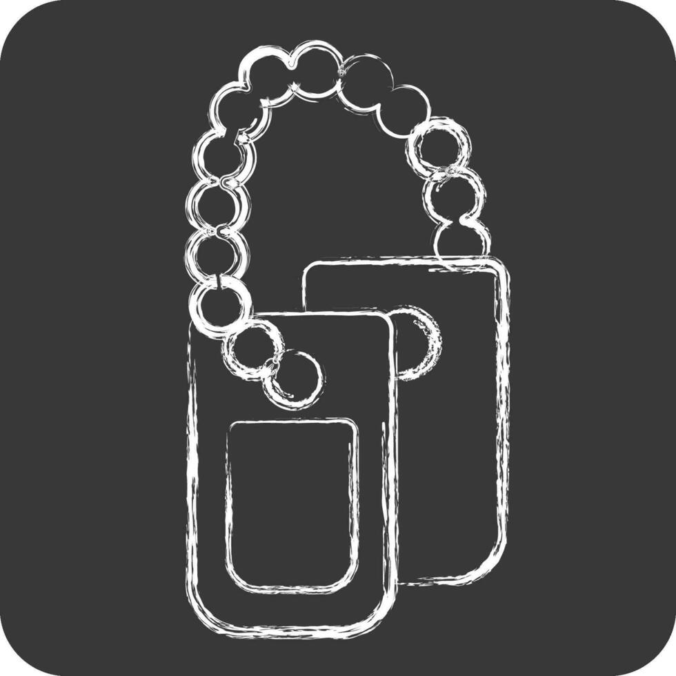Icon Dog Tag. related to Military symbol. chalk Style. simple design editable. simple illustration vector