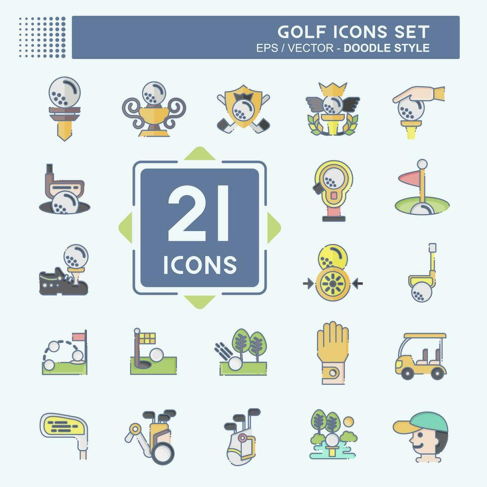 icono conjunto golf. relacionado a Deportes símbolo. garabatear estilo. sencillo diseño editable. sencillo ilustración vector