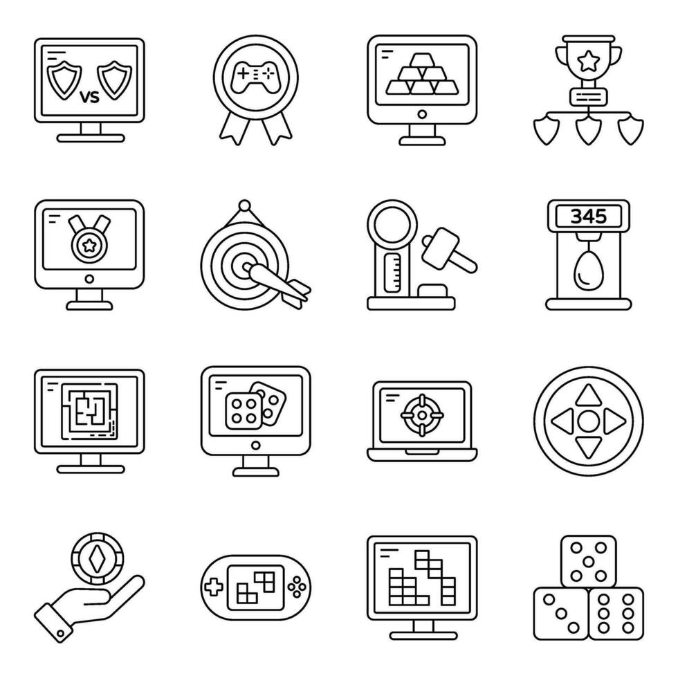 Pack of Internet Games Linear Icons vector