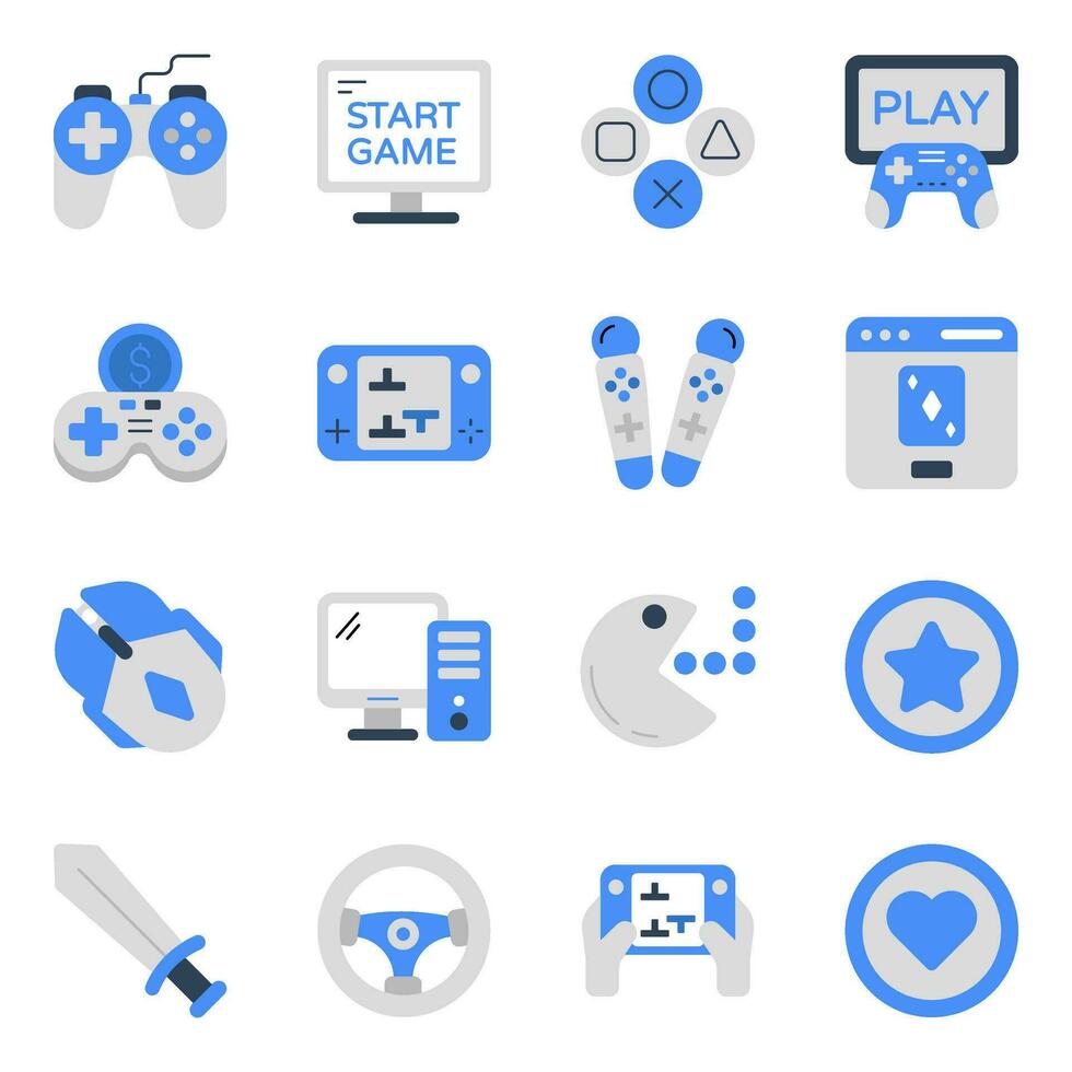Pack of Gaming Flat Icons vector