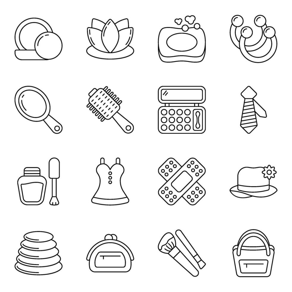 Pack of Cosmetic Linear Icons vector