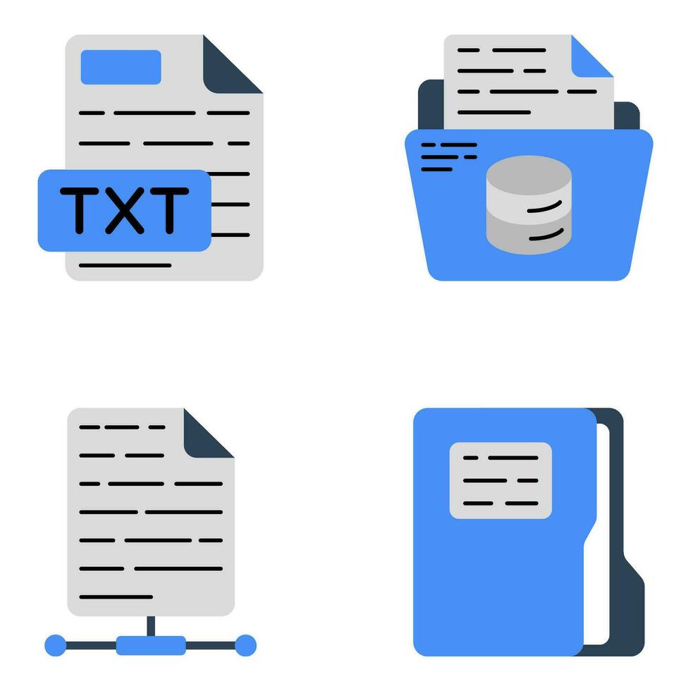 Pack of Files and Portfolio Flat Icons vector