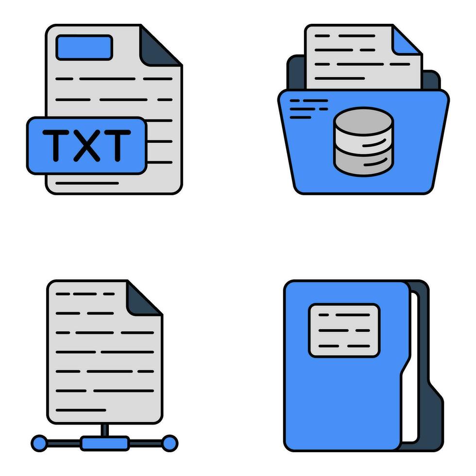 Pack of Files and Portfolio Flat Icons vector