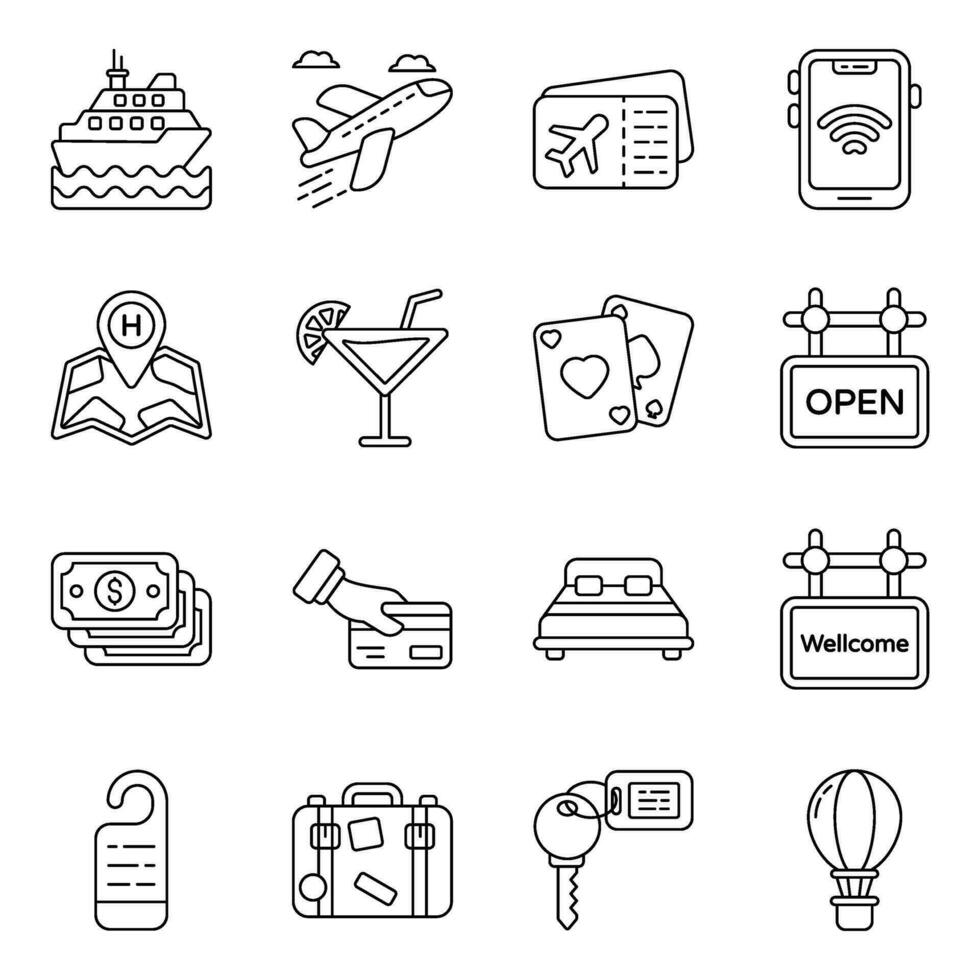 Pack of Tour Linear Icons vector