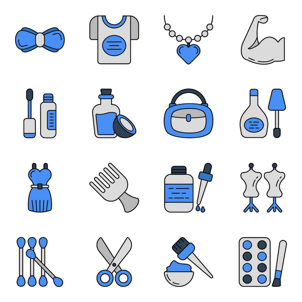 Pack of Fashion Accessories Flat Icons vector