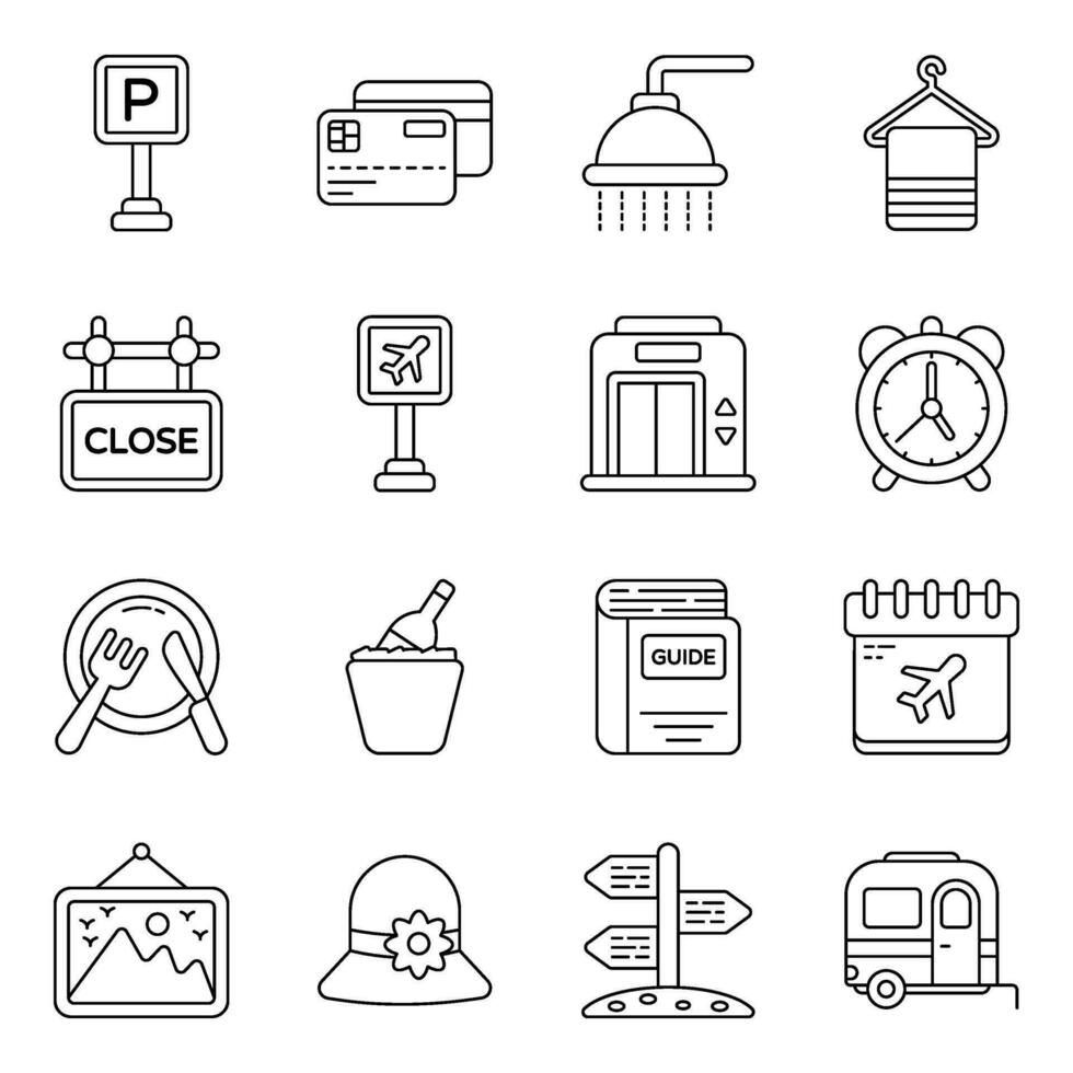 Pack of Trip Linear Icons vector