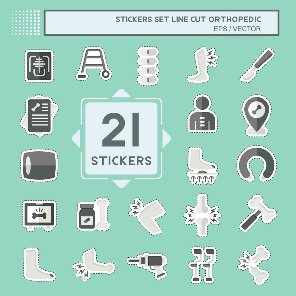 Sticker line cut Set Orthopedic. related to Health symbol. simple design editable. simple illustration vector