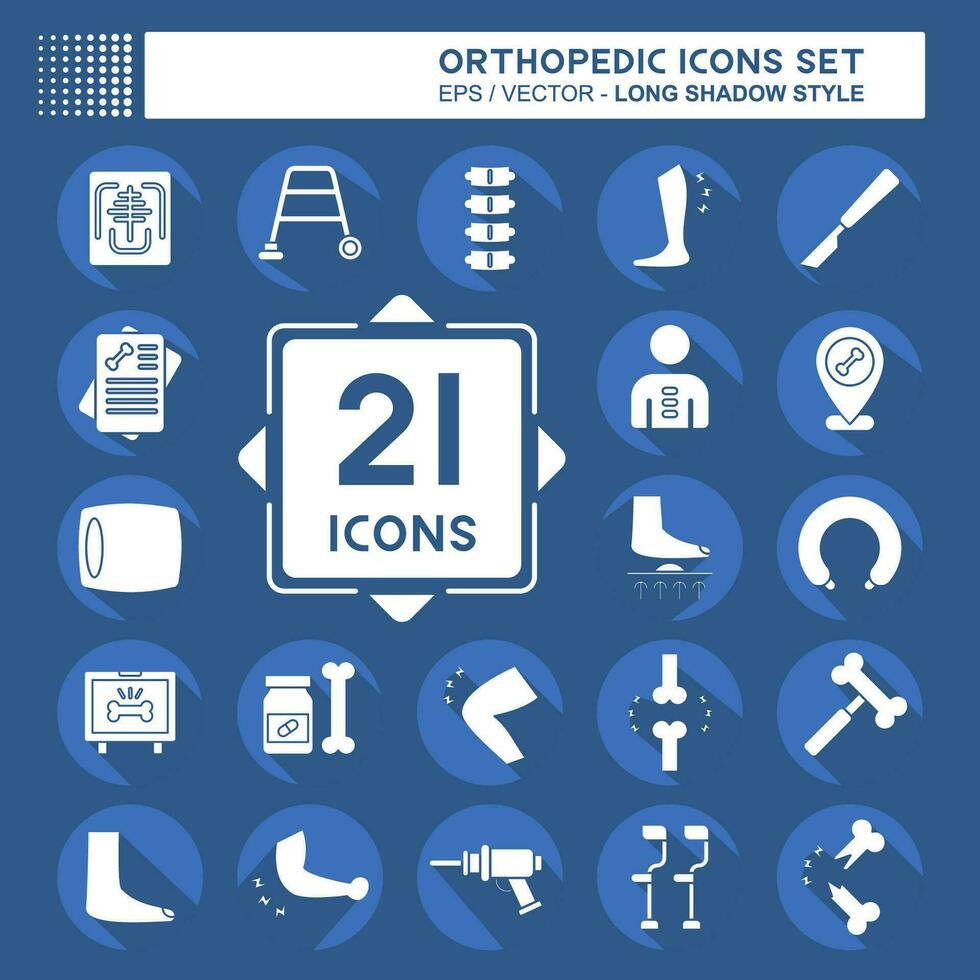 Icon Set Orthopedic. related to Health symbol. long shadow style. simple design editable. simple illustration vector