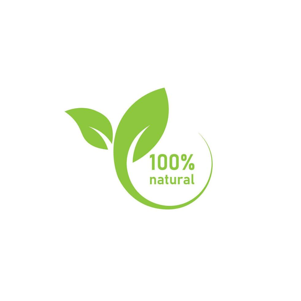 naturaleza natural logo verde petróleo hoja producto etiqueta bio eco vector